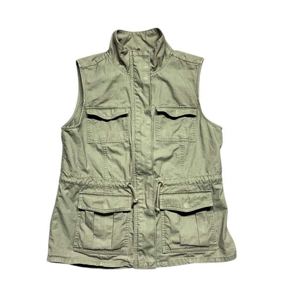 Cabelas Safari Utility Vest Classic Fit Womens Medium Green Cotton Canvas Zip Up - Picture 1 of 16